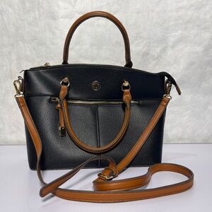 Anne Klein Black Textured Satchel Bag